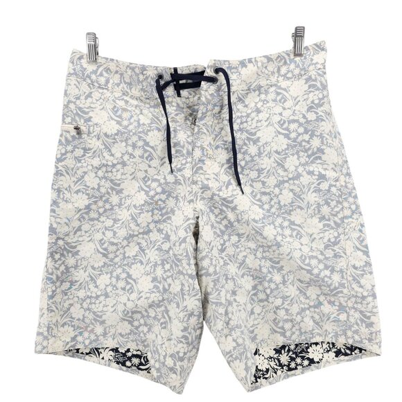 PATAGONIA Men's Wavefarer Board Shorts Reverse Print Floral Gray Cream EUC Sz 33 - Picture 1 of 6